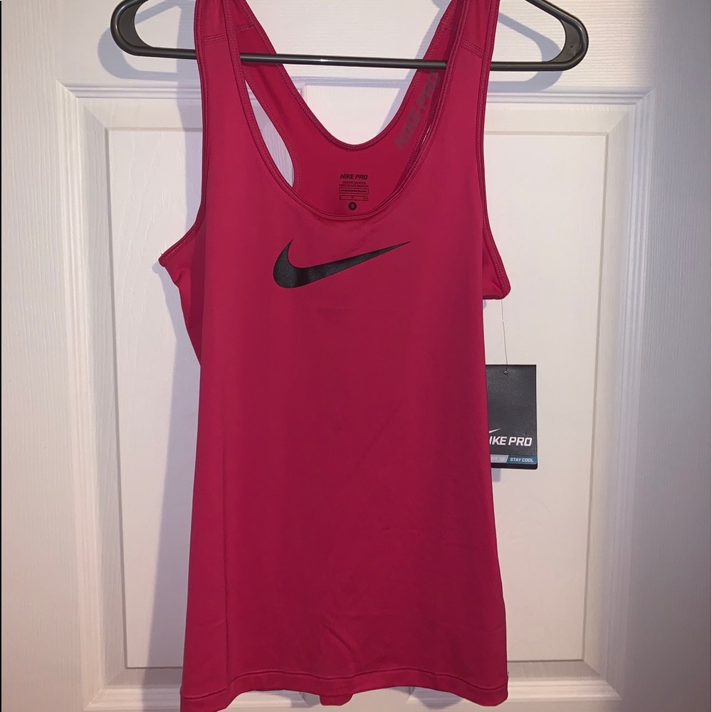 Nike Women's Red Tank Top with Black Swoosh